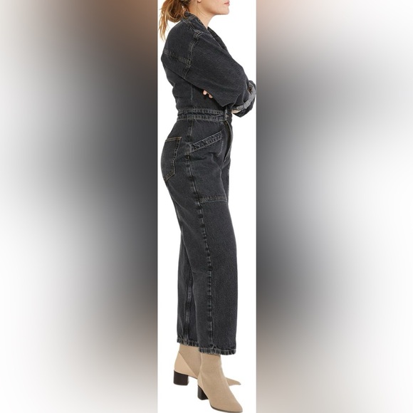 ÉTICA Liv Asymmetric Denim Black Jumpsuit | S - Picture 3 of 10